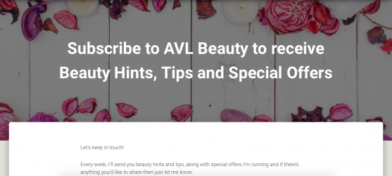AVL Beauty Email Subscriber Page
